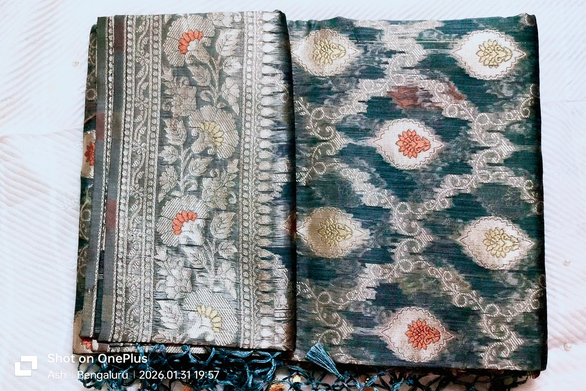 Maroon Linen cotton silk Sarees