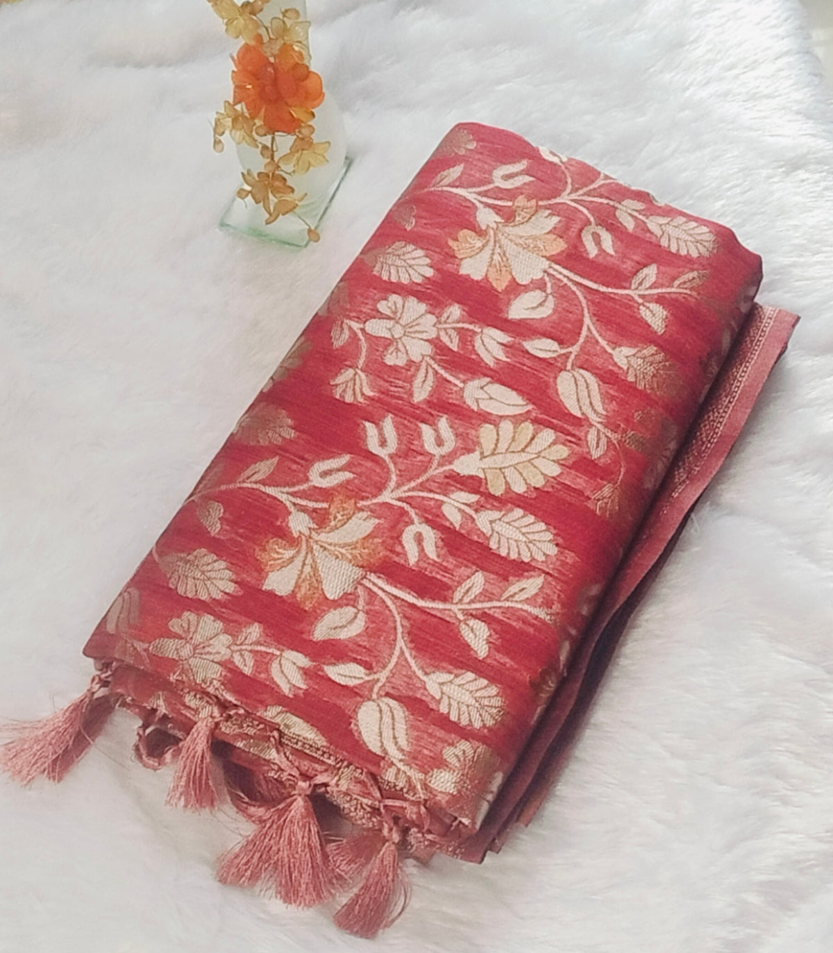 Maroon Linen cotton silk Sarees