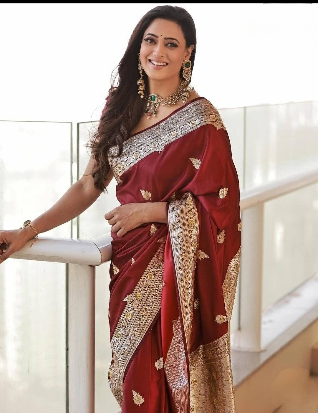 Maroon Banarasi Mashru Silk