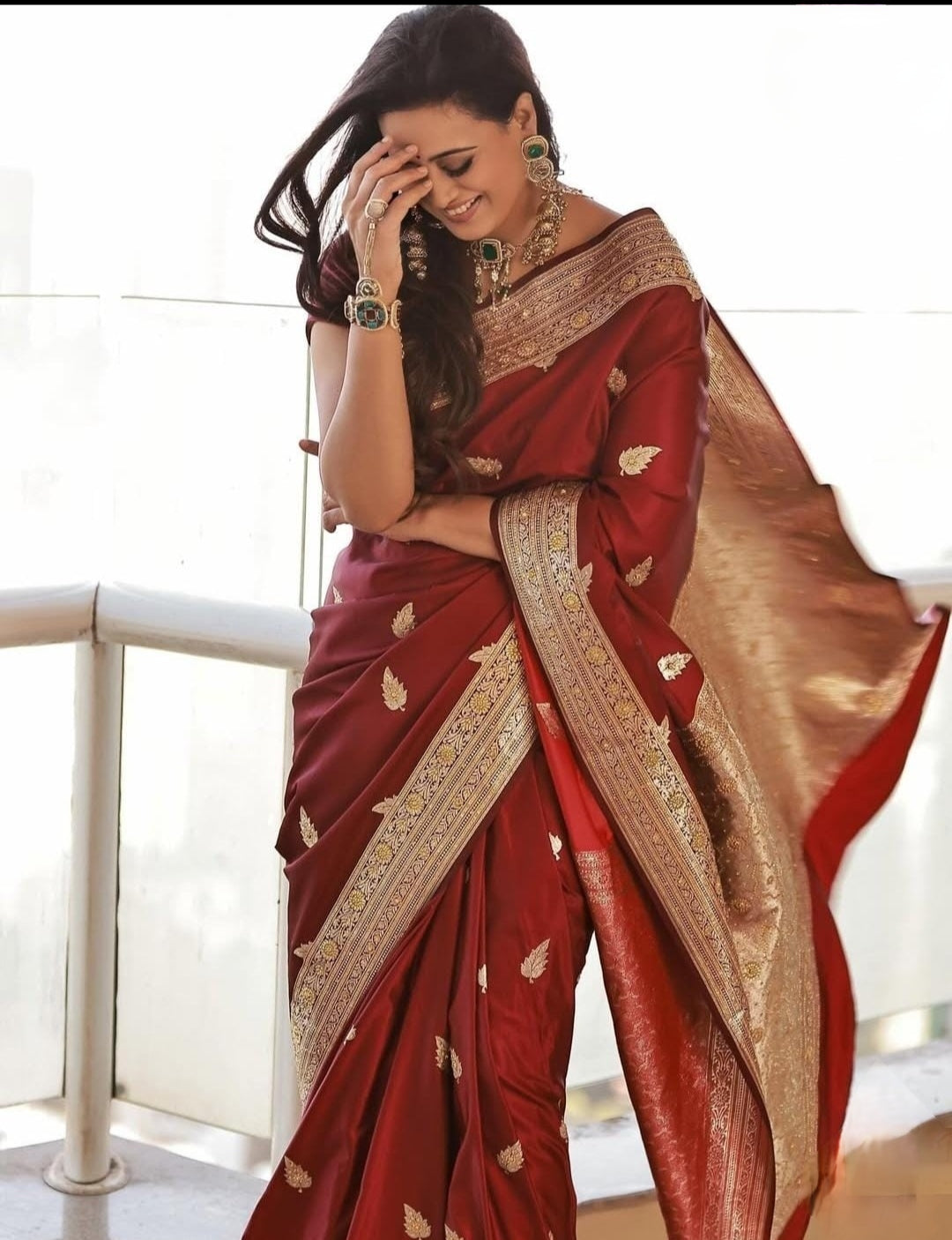 Maroon Banarasi Mashru Silk