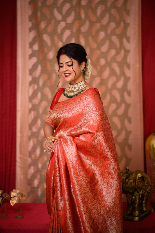 Floral Brocade Banarasi Mashru Katan Silk saree
