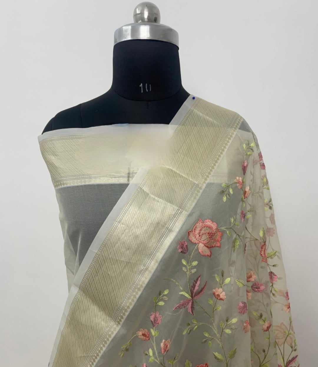 Embroidery Kora Organza Silk Saree