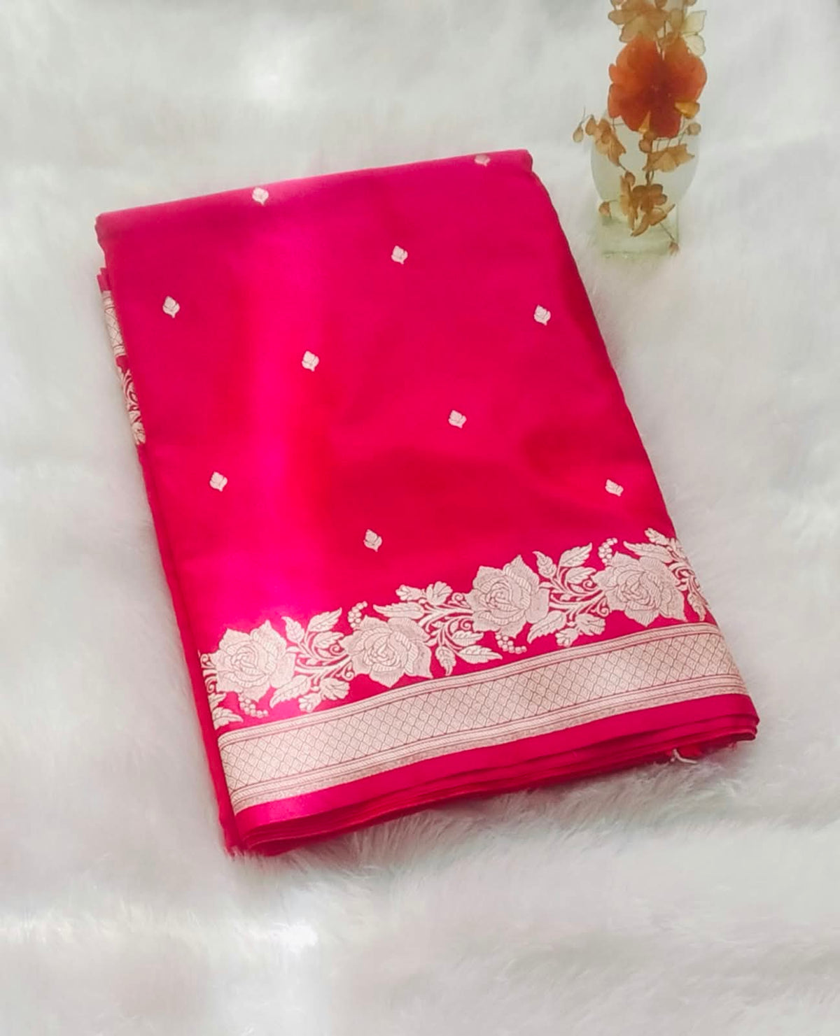Royal Pink Banarasi Mashru Silk Saree